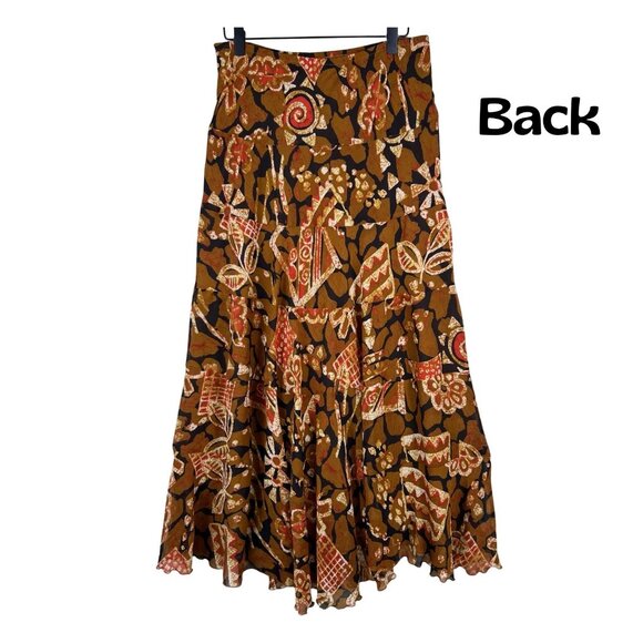 VTG Bohemian Maxi Skirt Women’s 10 Brown Abstract Ethnic Print Festival Hippie - Picture 3 of 9